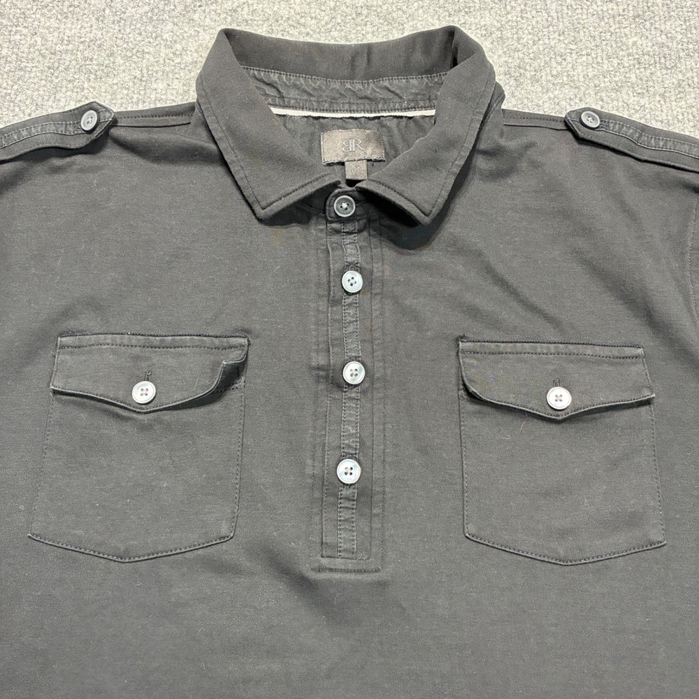 Banana Republic Polo Shirt‎ Mens XL Charcoal Gray Short Sleeve Utility Pockets